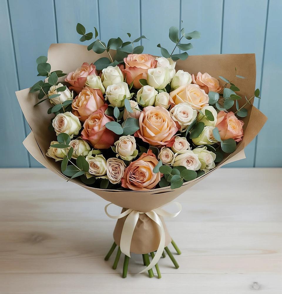 Букет цветов из: Альстромерии и Розы в Заречном Пензенской области