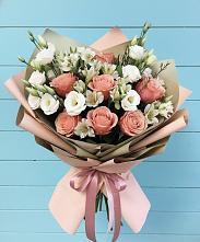 Букет цветов из:  Розы, Альстромерии и Лизиантусы в Заречном Пензенской области