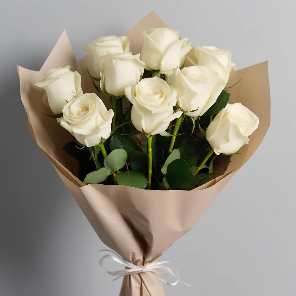 Букет 9 Белых роз Эдлесс Лав в Заречном Пензенской области