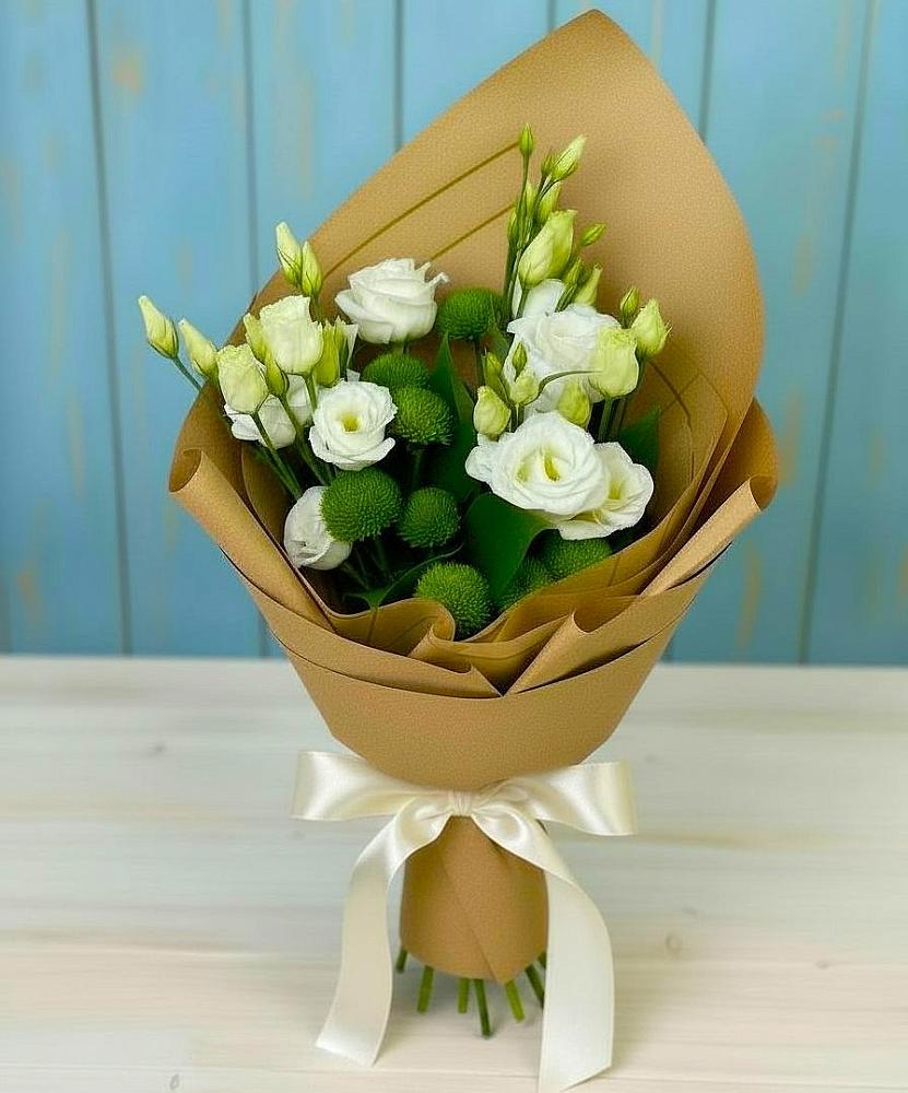 Букет цветов из: Хризантемы и Лизиантусы в Заречном Пензенской области