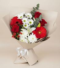Букет цветов из:  Розы, Хризантемы, Герберы и Лилии в Заречном Пензенской области