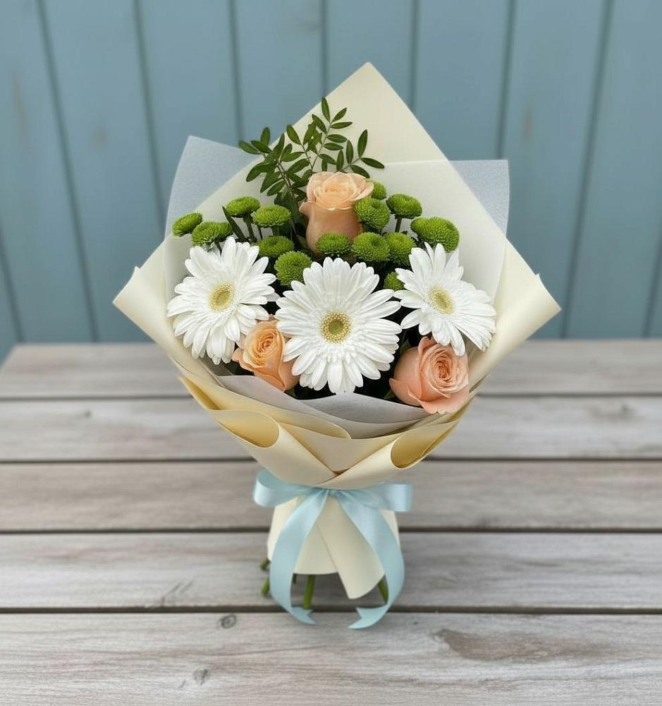 Букет цветов из: Герберы, Розы и Хризантемы в Заречном Пензенской области