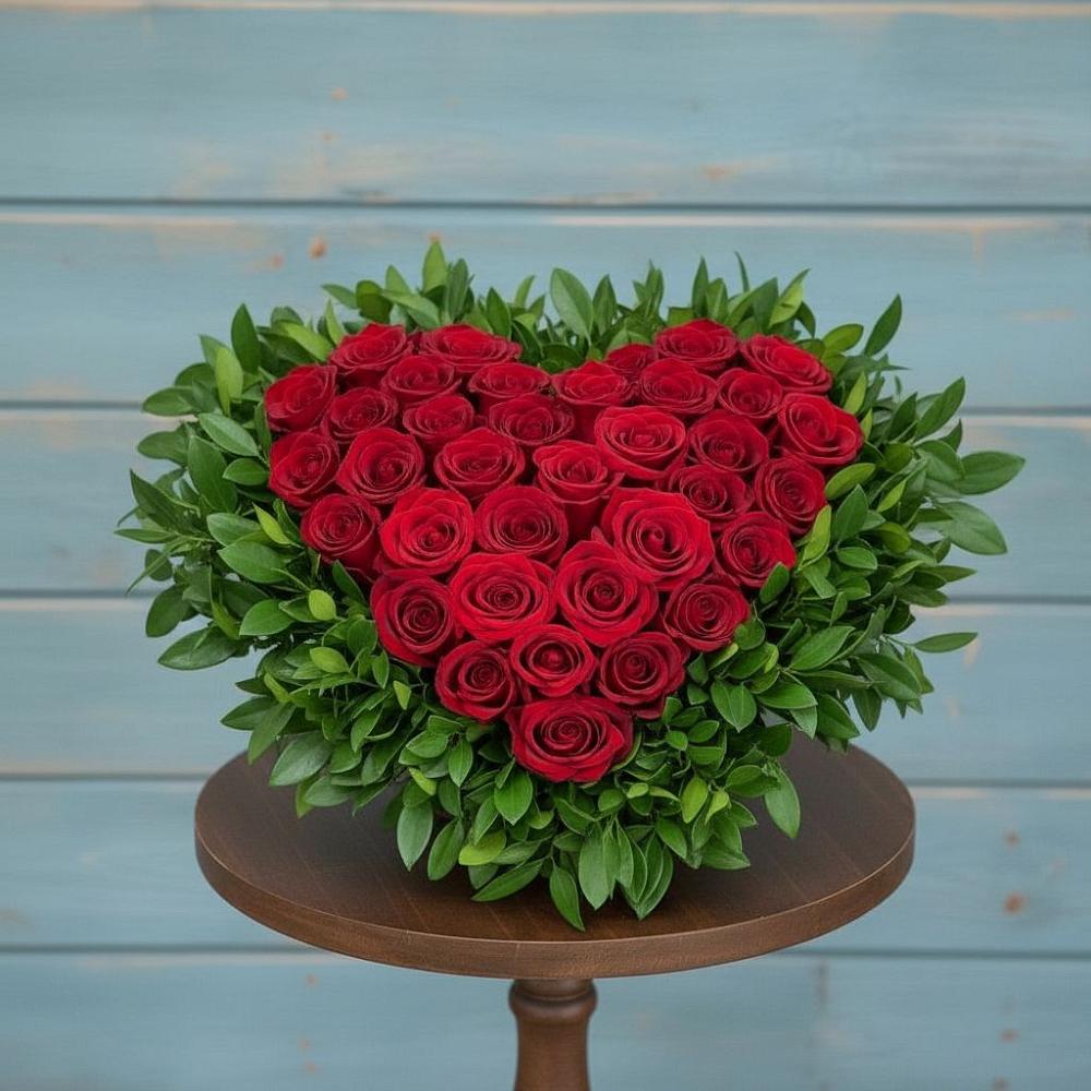 Цветочная композиция из Розы в виде сердца в Заречном Пензенской области