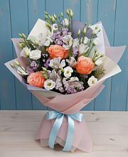 Букет цветов из:  Лизиантусы, Розы, Альстромерии и Гипсофила #REPLACE_PRED# Заречном Пензенской области