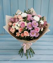 Букет цветов из:  Хризантемы, Розы и Альстромерии в Заречном Пензенской области