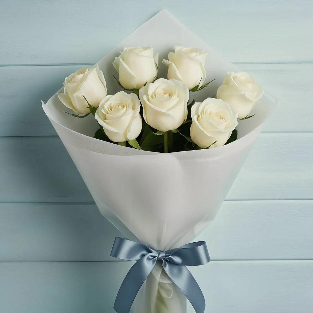 Букет 7 Белых роз Эдлесс Лав в Заречном Пензенской области