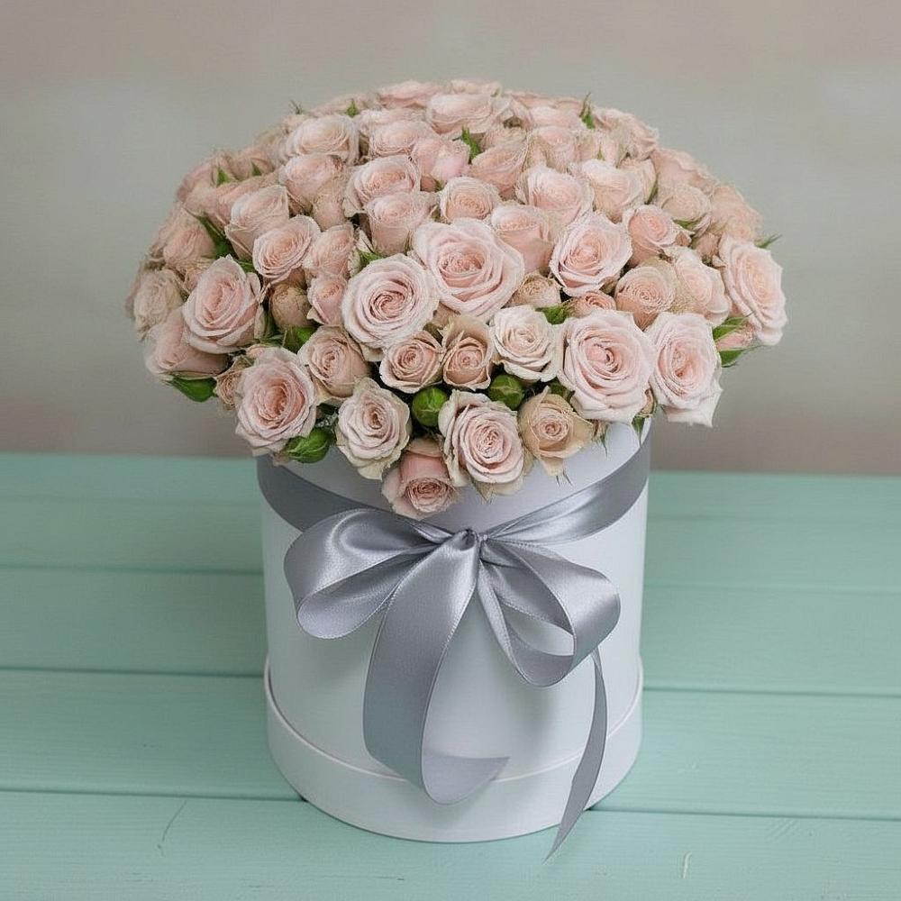 Цветочная композиция из Розы в шляпной коробке в Заречном Пензенской области